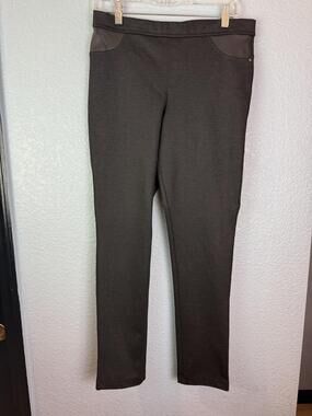 DKNY Jeans Pants Womens Medium Black Faux Leather Trim Stretch Pull On Casual